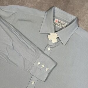Turnbull & Asser Blue With Gray W/ Vertical Green Stripes Dress Shirt 17 - 43 Cm